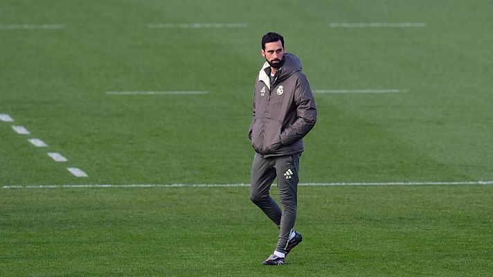 Arbeloa en su primer entrenamiento como nuevo entrenador del Real Madrid.