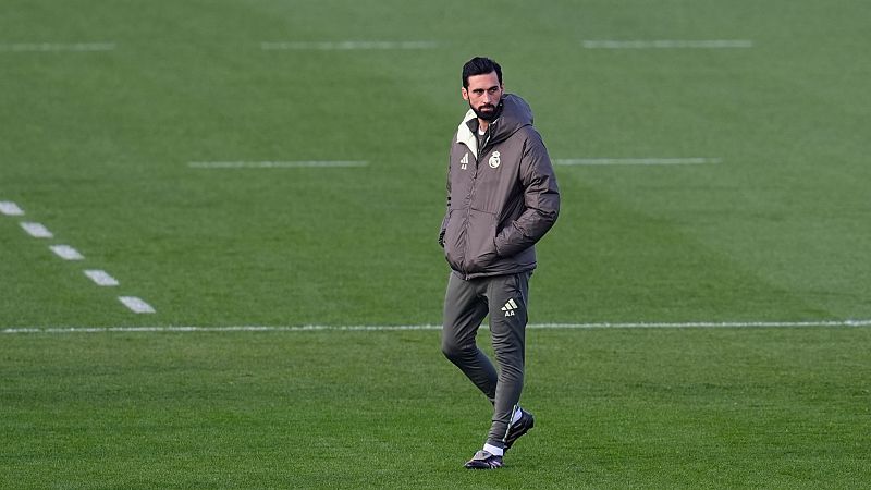 Arbeloa en su primer entrenamiento como nuevo entrenador del Real Madrid.