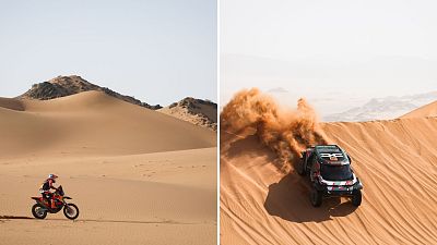 Benavides gana y se pone l�der en motos; Al-Attiyah aguanta el arre�n y mantiene la cabeza en coches