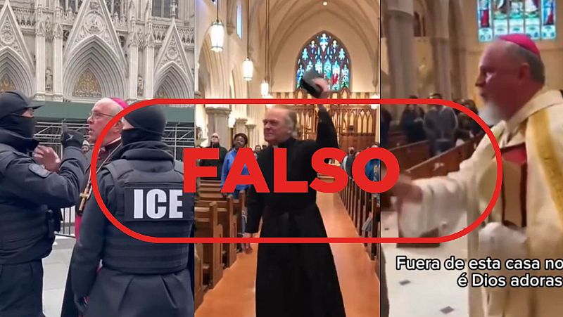 No son curas enfrent�ndose a agentes de inmigraci�n, son v�deos falsos