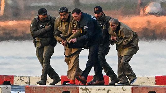 El presidente de Venezuela, Nicol�s Maduro, y su esposa, Cilia Floress a su llegada al helipuerto de Wall Street, el 5 de enero de 2026, para ser traslados al tribunal federal en Nueva York