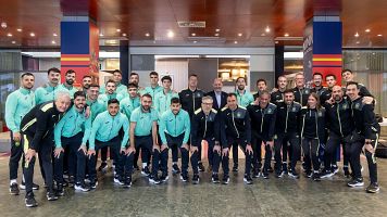 Los 14 integrantes de la selecci�n espa�ola de f�tbol sala.