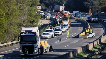 Obres a l'AP-7 a l'altura de Gelida