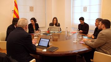 Reuni� dels Comuns amb el Govern al Palau de la Generalitat