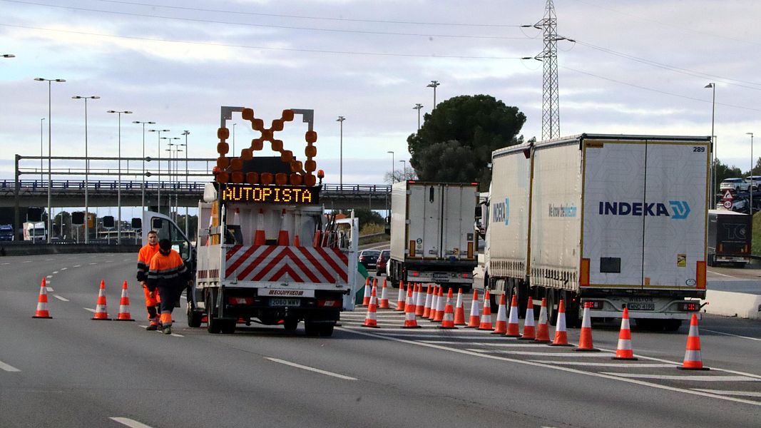 Punt de tall de l'AP-7 en sentit sud a l'altura de Martorell