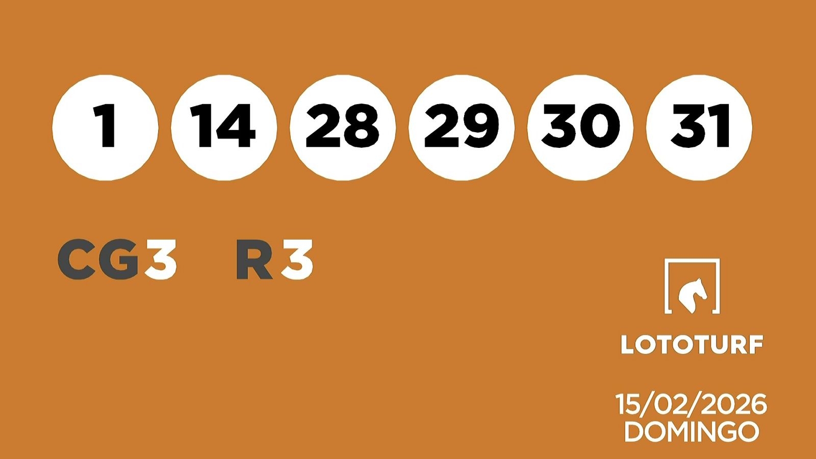 Sorteo de la Lotería Lototurf del 15/02/2026 - Ver ahora