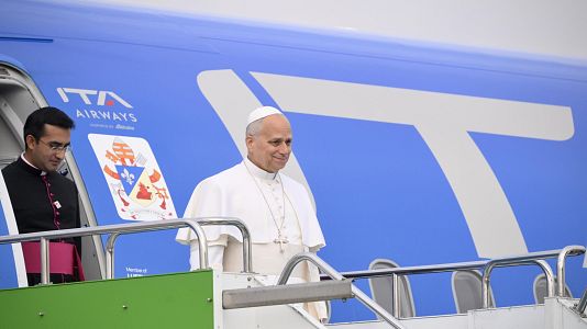 El papa Le�n XIV llega en avi�n a Turqu�a durante su primer viaje apost�lico realizado en noviembre de 2025