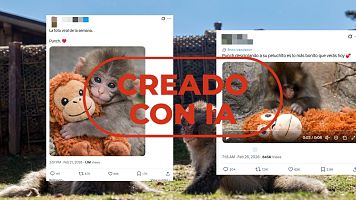 No son im�genes reales del mono Punch con su peluche, est�n creadas con IA