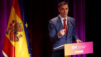 El presidente del Gobierno, Pedro S�nchez clausura el acto institucional con motivo del D�a Internacional de las Mujeres, este mi�rcoles en Madrid