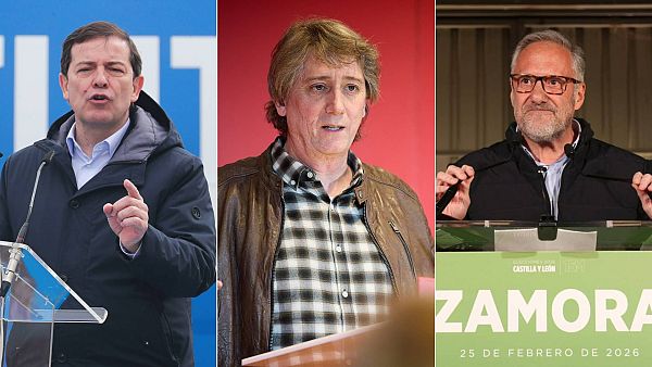 Los candidatos de PP, PSOE y Vox a la Presidencia de Castilla y Le�n en el debate de RTVE