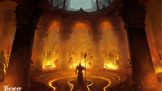 Imagen de un guerrero dentro de una c�pula del videojuego ?The Bearer & The Last Flame?