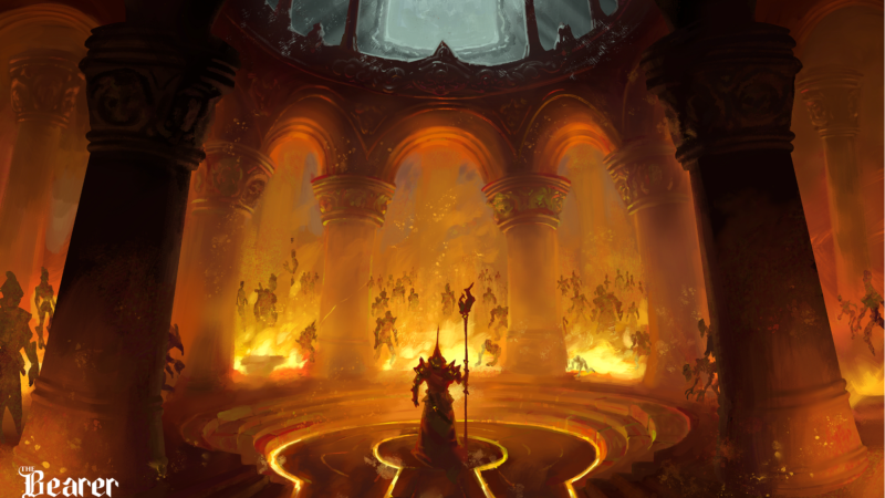 Imagen de un guerrero dentro de una c�pula del videojuego ?The Bearer & The Last Flame?