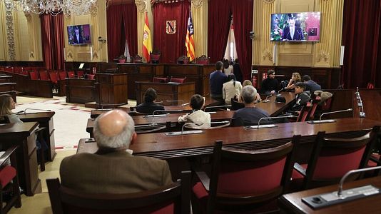 El presidente del Parlament, Gabriel Le Senne, durante un acto institucional por el Dia de les Illes Balears en el Parlament el 1 de marzo de 2026,