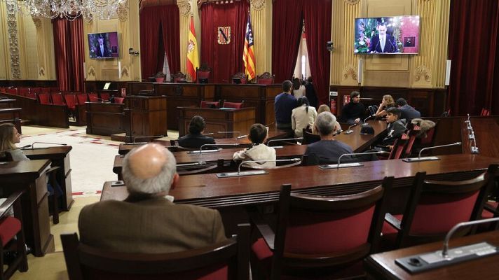 El presidente del Parlament, Gabriel Le Senne, durante un acto institucional por el Dia de les Illes Balears en el Parlament el 1 de marzo de 2026,