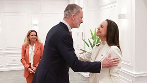 Felipe VI se re�n con la opositora venezolana y premio Nobel de la Paz Corina Machado en Valpara�so, Chile.