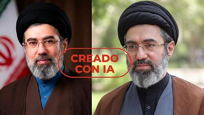 Estas dos fotos oficiales del nuevo l�der supremo de Ir�n, Mojtaba Jamene�, est�n creadas con IA