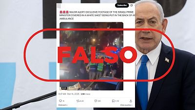 No es Netanyahu herido ni envuelto en una s�bana blanca trasladado a una ambulancia, es falso