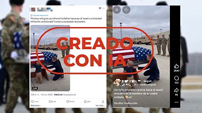 No es un ni�o estadounidense ante el ata�d de un soldado estadounidense, es un v�deo hecho con IA