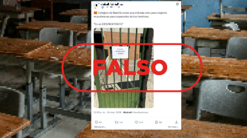 No es un cartel de entrada solo para mujeres musulmanas en los colegios de Madrid