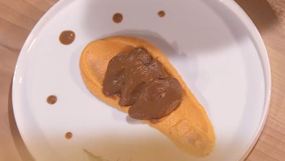 Receta de codornices con chocolate y crema de boniato de Germ�n en MasterChef 14