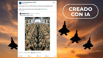 No son militares estadounidenses en un avi�n "prepar�ndose para morir por Israel", es una imagen creada con IA