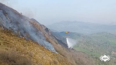 Asturias registra doce incendios forestales, ocho de ellos a�n activos