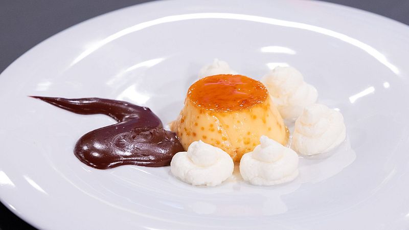 Receta de flan con nata y ganache de chocolate de Annie en MasterChef 14