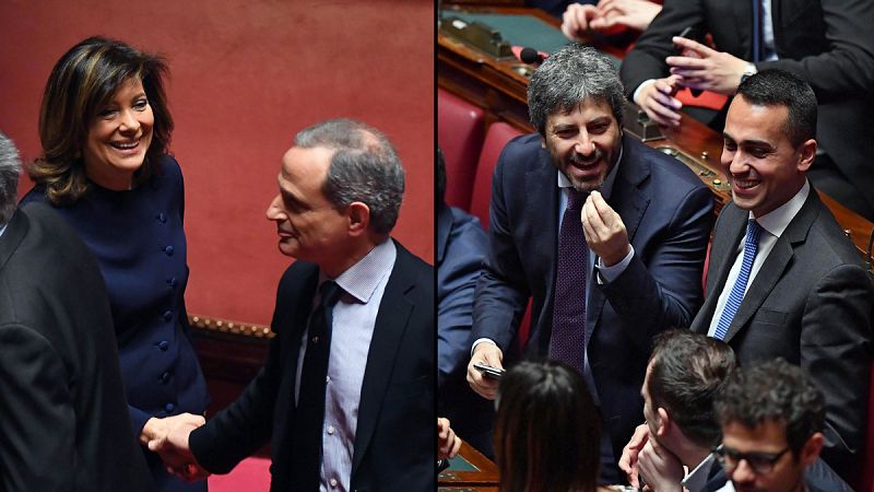 Roberto Fico, del Movimiento 5 Estrellas, presidirá la Cámara italiana, y Elisabetta Casellati, de Forza Italia, el Senado