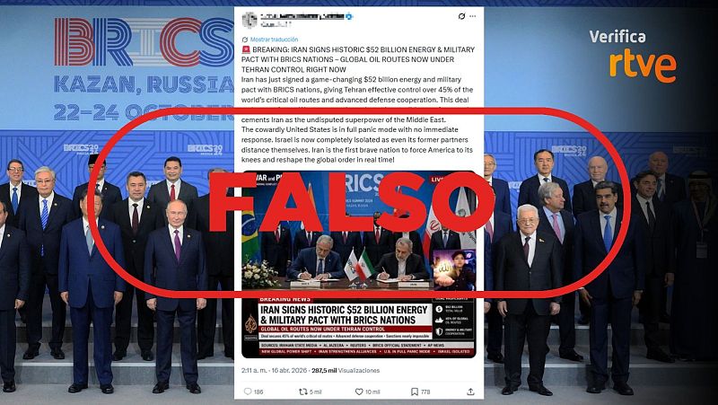 Irán no ha firmado un acuerdo energético y militar con los BRICS, esta foto está creada con IA