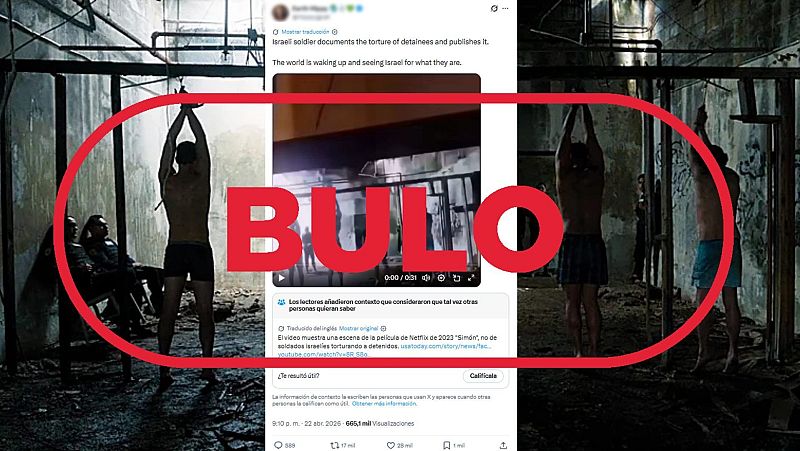 No son rehenes de Israel torturados, es la escena de una pel�cula