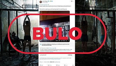 No son rehenes de Israel torturados, es la escena de una pel�cula