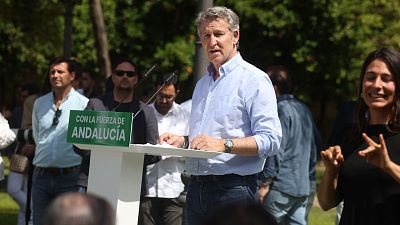 El presidente del PP, Alberto N��ez Feij�o, en un mitin en Jerez de la Frontera (C�diz) con motivo de las elecciones andaluzas del pr�ximo 17M (1)