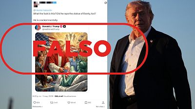 Trump no ha publicado esta foto de la Estatua de la Libertad dando a luz, es falso