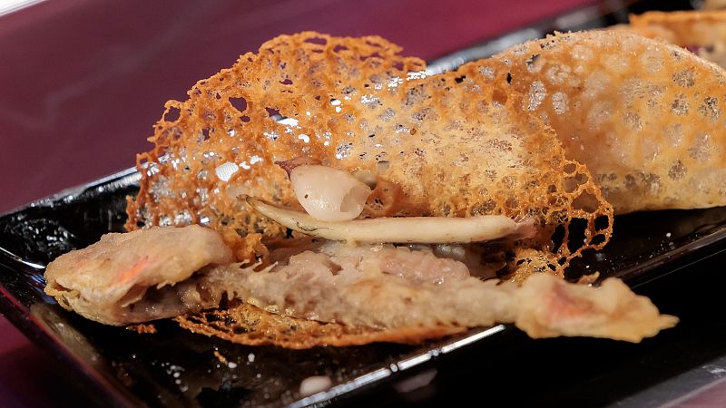 Receta de teja crujiente con pescado a la plancha de Inma en MasterChef 14