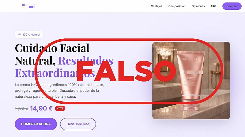 Cuidado con esta p�gina web: anuncia una crema facial de forma fraudulenta