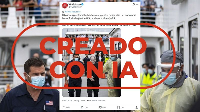 No es un infectado de hantavirus evacuado del crucero, es una imagen creada con IA