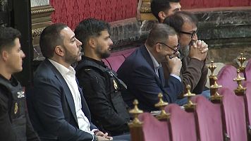 V�ctor de Aldamas, Jos� Luis �balos y Koldo Garc�a, durante el juicio del caso mascarillas en el Supremo