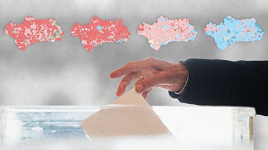 Mapa de la evoluci�n del voto en las elecciones de Andaluc�a desde 1982 a 2022