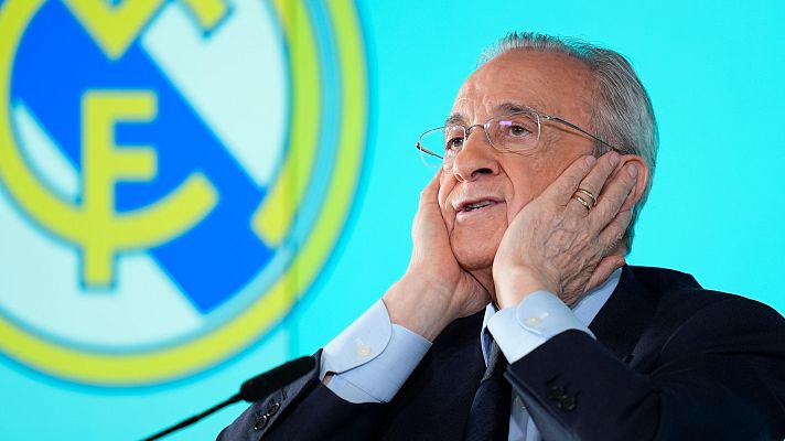 El presidente del Real Madrid, Florentino P�rez, durante la rueda de prensa.