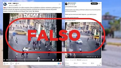 No son cubanos lanzando piedras a coches de Polic�a en la actualidad, es un v�deo de 2021