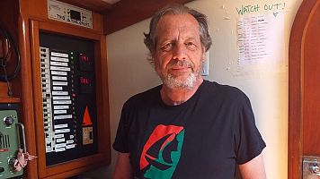 El actrivista Santiago Gonz�lez Vallejo a bordo de unos de los buques de la Rumbo a Gaza - Freedom Flotilla