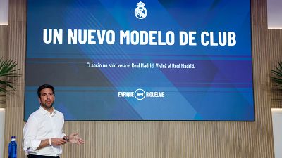 Enrique Riquelme, candidato a la presidencia a las elecciones del Real Madrid el pr�ximo 7 de junio, presenta este mi�rcoles su proyecto social