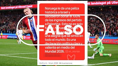 Noruega no ha ganado a Israel ni ha donado los ingresos a Palestina "en medio del Mundial 2026"