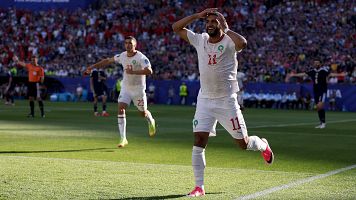 Ismael Saibari celebrando un gol durante el Escocia - Marruecos del Mundial 2026