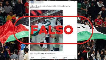 Este v�deo de aficionados surcoreanos con banderas palestinas no es del Mundial 2026