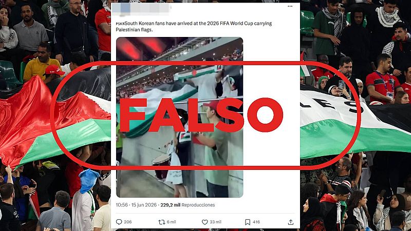 Estos aficionados de Corea del Sur no ondean banderas palestinas en el Mundial 2026, es un vídeo de 2024