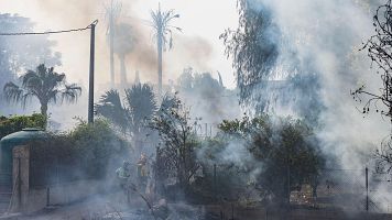 Medios aéreos y decenas de efectivos de Emergencias luchan en Murcia contra un incendio junto al río Segura