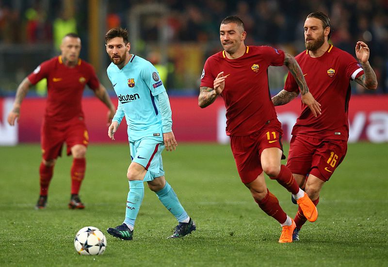 Un Messi desaparecido y una gran Roma, claves de la eliminación del Barça