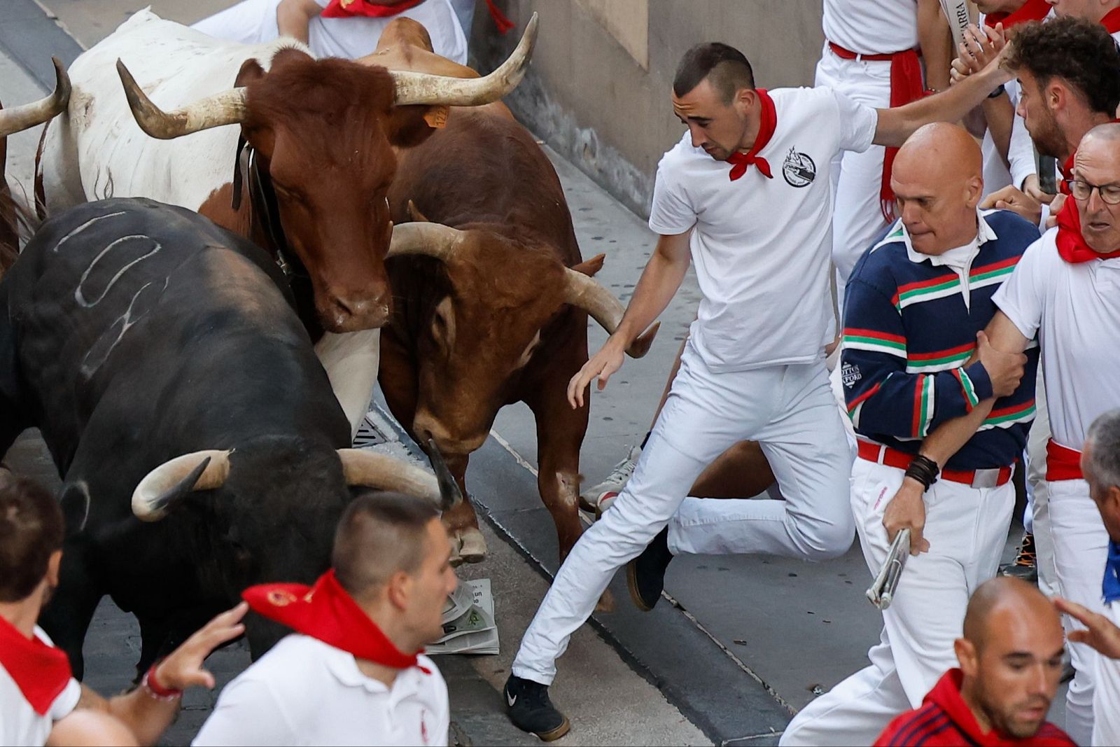 San Ferm�n 2025: los toros de Jandilla han protagonizado un vertiginoso quinto encierro