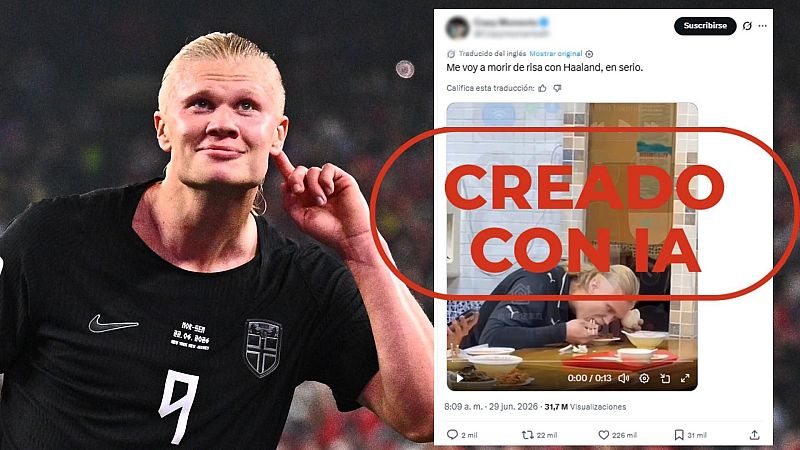 No es un vídeo real de Erling Haaland comiendo, está creado con inteligencia artificial